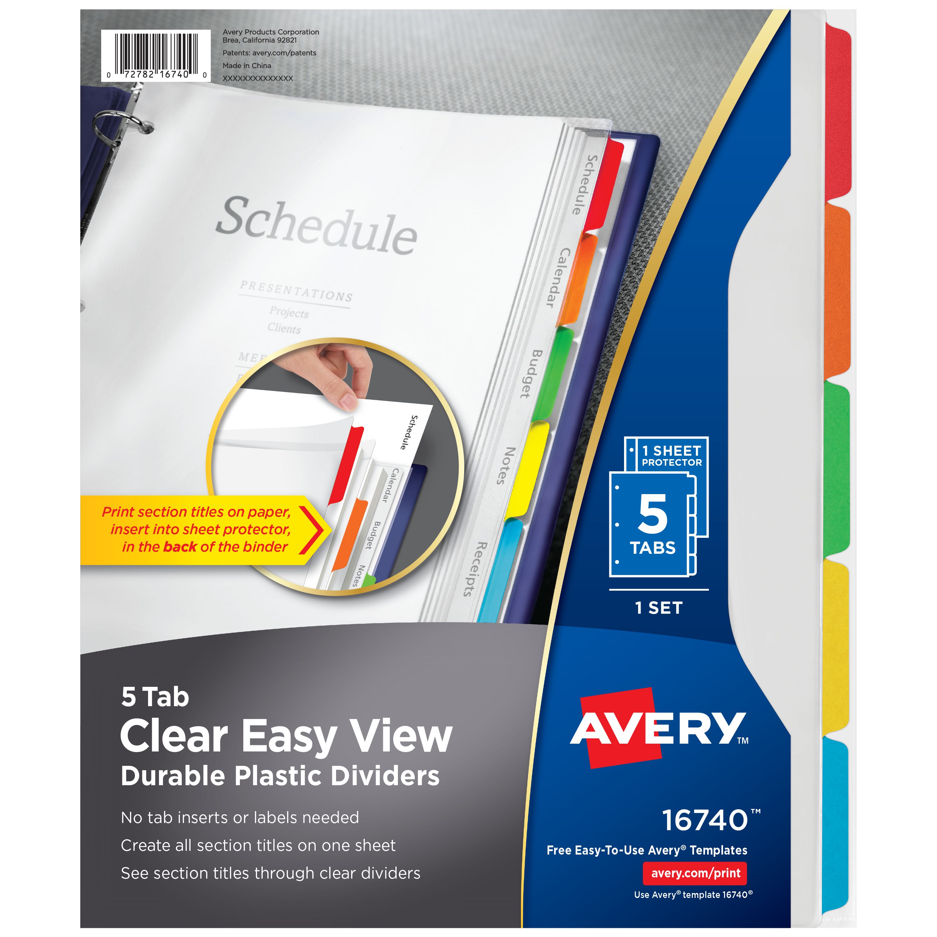 Avery Easy View Durable Plastic Dividers Clear (16740